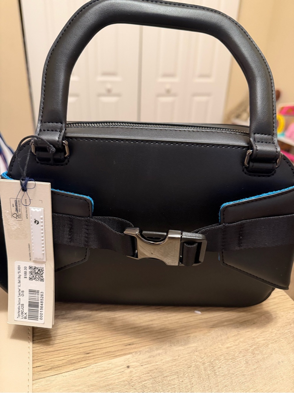 lululemon athletica Black Mini Top-Handle Bag with Blue Trim